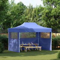 Gazebo Professionale Pieghevole con 3 Pareti 3x4m Acciaio Blu 48890