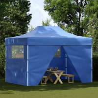 Gazebo Professionale Pieghevole con 4 Pareti 3x4 m Acciaio Blu 48891