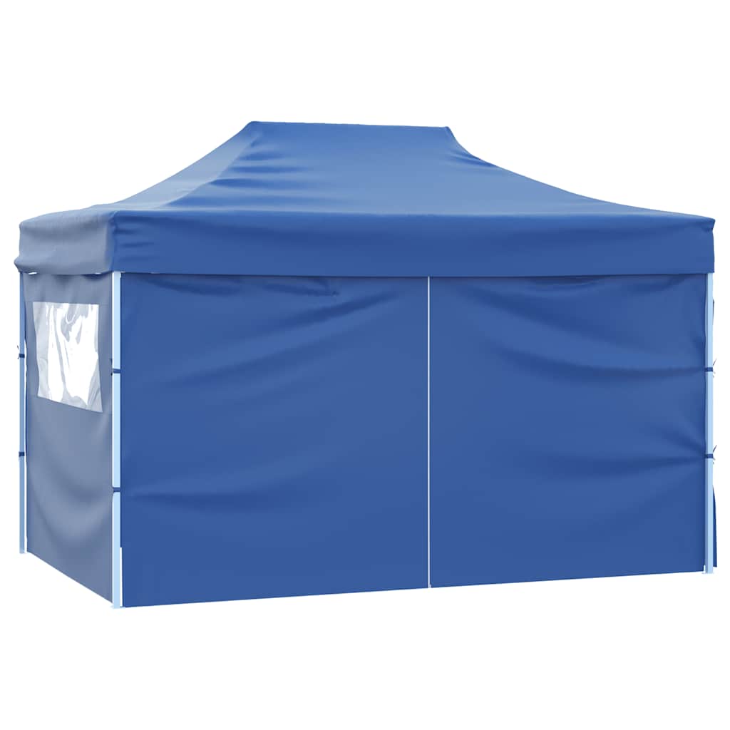 Gazebo Professionale Pieghevole con 4 Pareti 3x4 m Acciaio Blu 48891