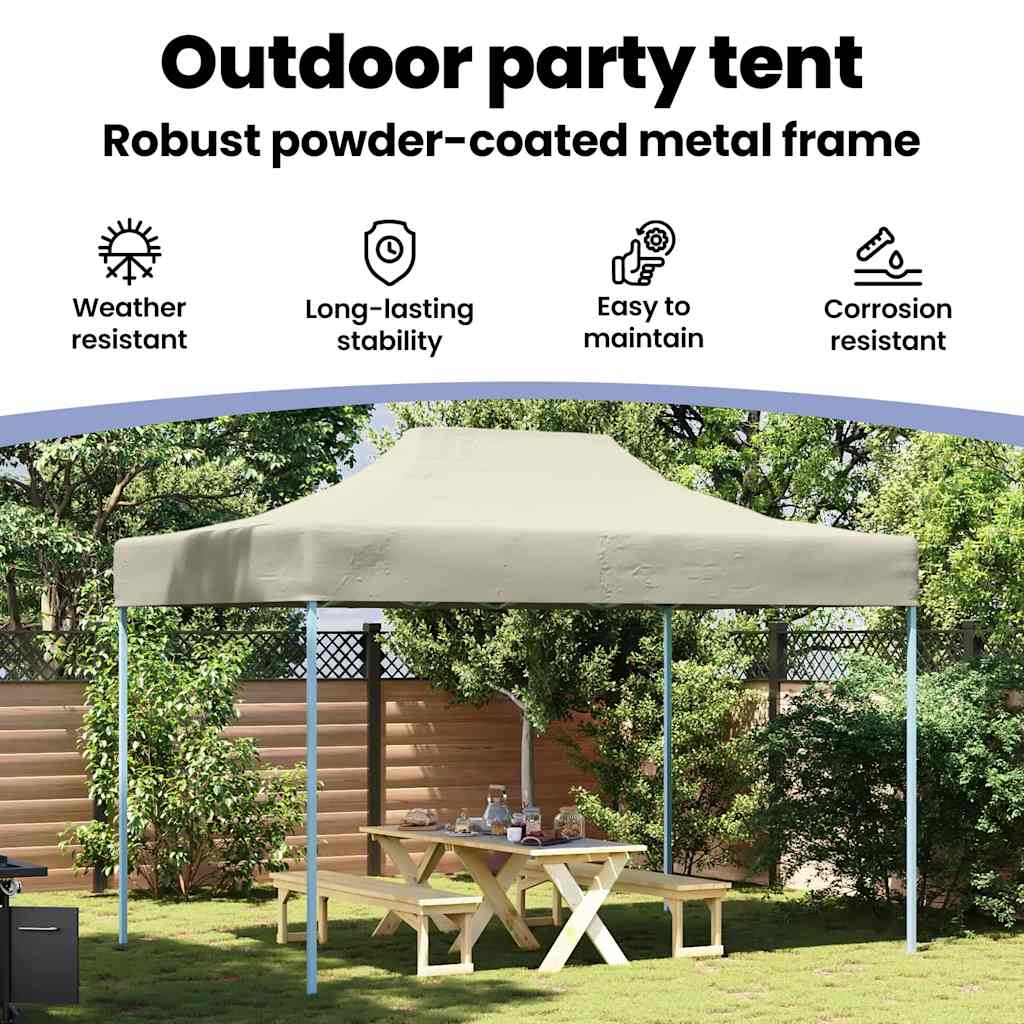 Gazebo Professionale Pieghevole 3x4m Acciaio Crema 48892