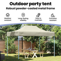 Gazebo Professionale Pieghevole 3x4m Acciaio Crema 48892
