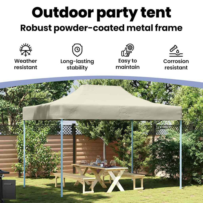 Gazebo Professionale Pieghevole 3x4m Acciaio Crema 48892