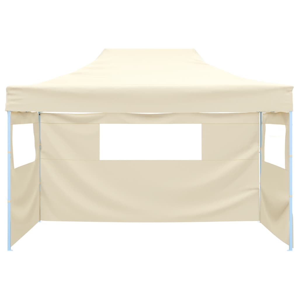 Gazebo Professionale Pieghevole con 3 Pareti 3x4m Acciaio Crema