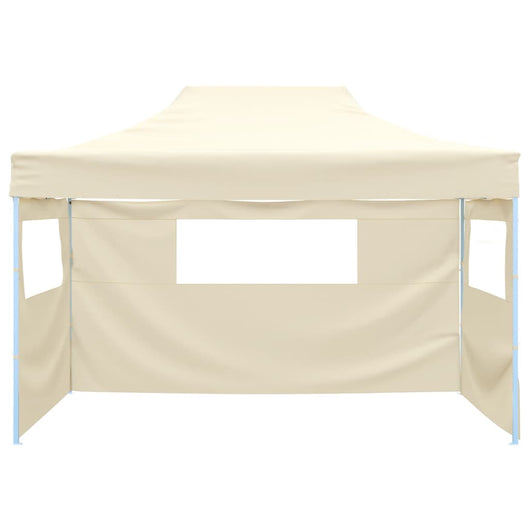Gazebo Professionale Pieghevole con 3 Pareti 3x4m Acciaio Crema