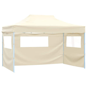 Gazebo Professionale Pieghevole con 4 Pareti 3x4m Acciaio Crema 48894