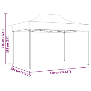 Gazebo Professionale Pieghevole 280x410x315 cm Acciaio Bianco 48898