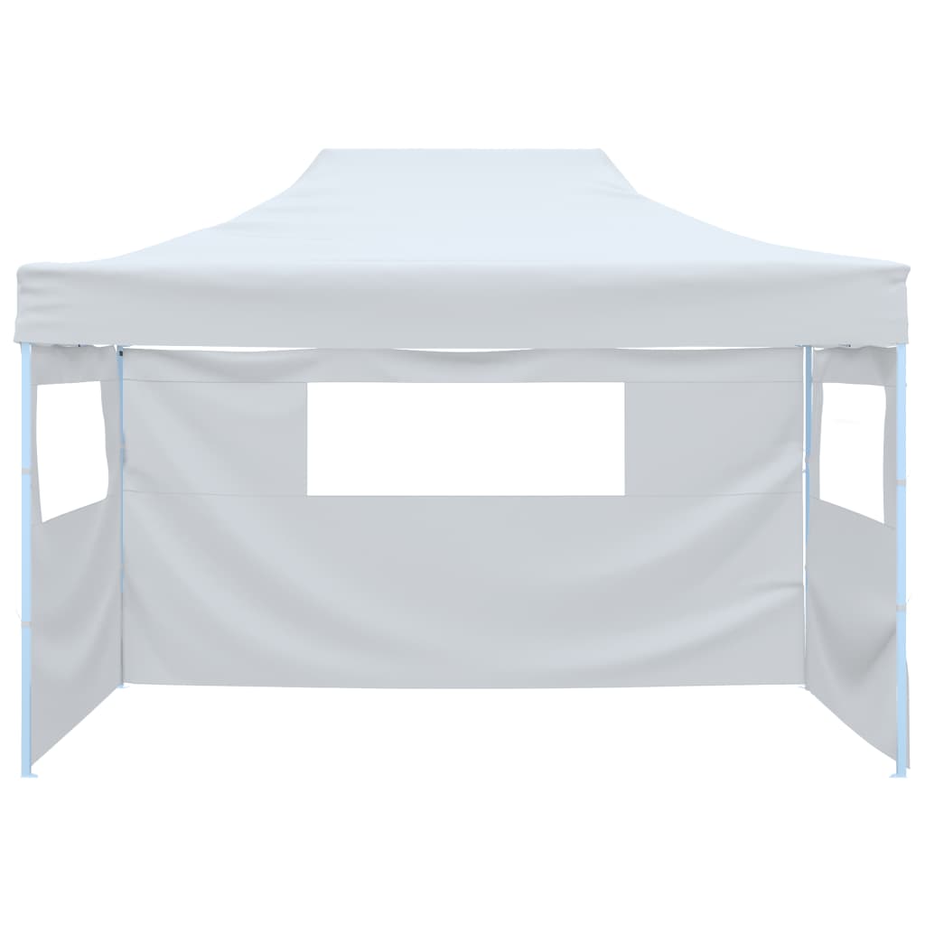 Gazebo Professionale Pieghevole 3 Pareti 3x4m Acciaio Bianco