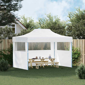 Gazebo Professionale Pieghevole 3 Pareti 280x410x315 cm Acciaio Bianco 48899