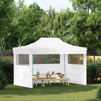 Gazebo Professionale Pieghevole 3 Pareti 280x410x315 cm Acciaio Bianco 48899