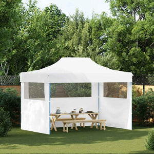 Gazebo Professionale Pieghevole 3 Pareti 280x410x315 cm Acciaio Bianco 48899