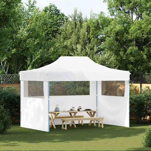 Gazebo Professionale Pieghevole 3 Pareti 280x410x315 cm Acciaio Bianco 48899