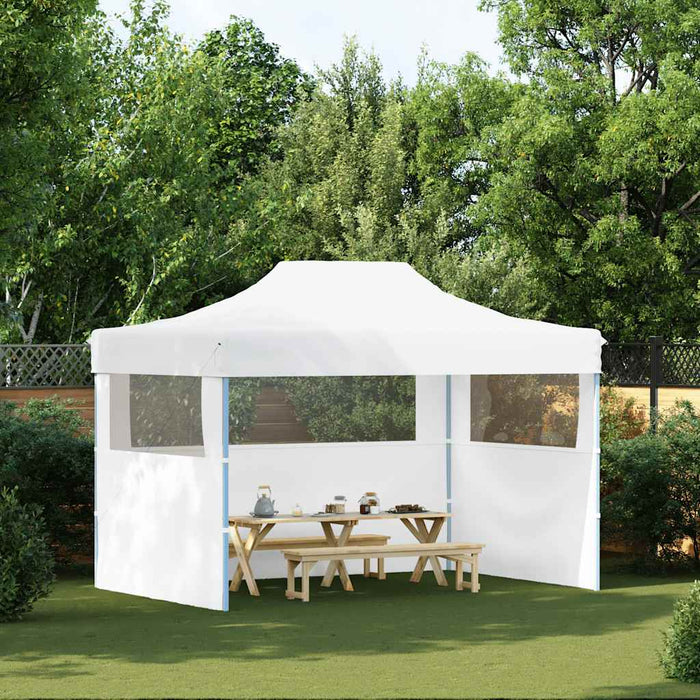 Gazebo Professionale Pieghevole 3 Pareti 280x410x315 cm Acciaio Bianco 48899