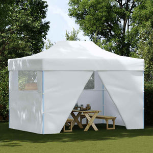 Gazebo Professionale Pieghevole 4 Pareti 3x4m Acciaio Bianco