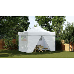 Gazebo Professionale Pieghevole 4 Pareti 3x4m Acciaio Bianco