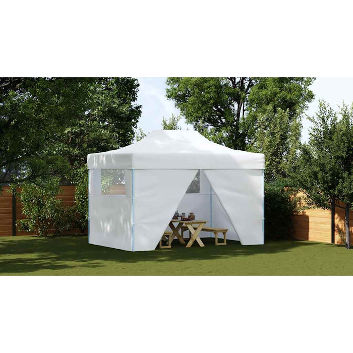 Gazebo Professionale Pieghevole 4 Pareti 3x4m Acciaio Bianco