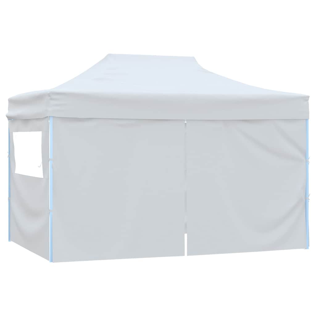Gazebo Professionale Pieghevole 4 Pareti 280x410x315 cm Acciaio Bianco 48900
