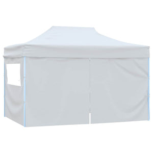 Gazebo Professionale Pieghevole 4 Pareti 3x4m Acciaio Bianco