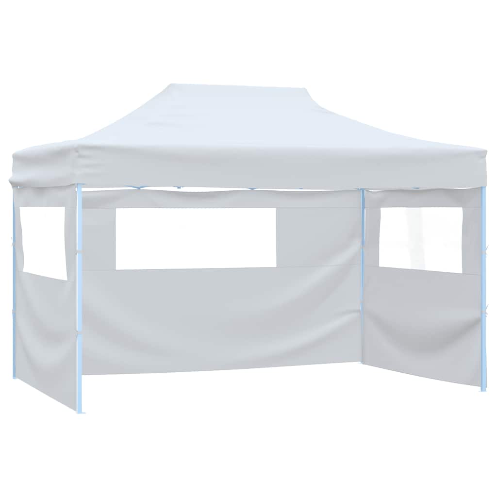 Gazebo Professionale Pieghevole 4 Pareti 3x4m Acciaio Bianco