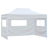 Gazebo Professionale Pieghevole 4 Pareti 3x4m Acciaio Bianco