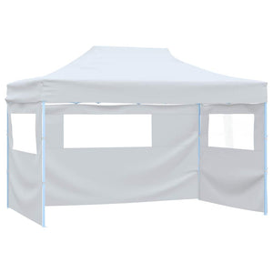 Gazebo Professionale Pieghevole 4 Pareti 3x4m Acciaio Bianco