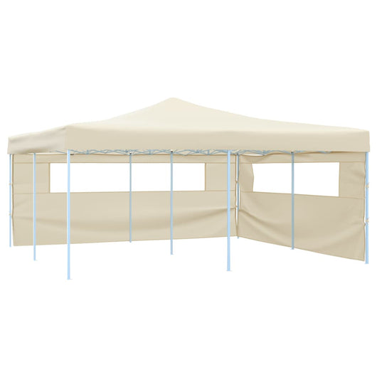 Gazebo Pieghevole con 2 Pareti 5x5 m Crema cod 10693