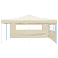 Gazebo Pieghevole con 2 Pareti 5x5 m Crema cod 10693