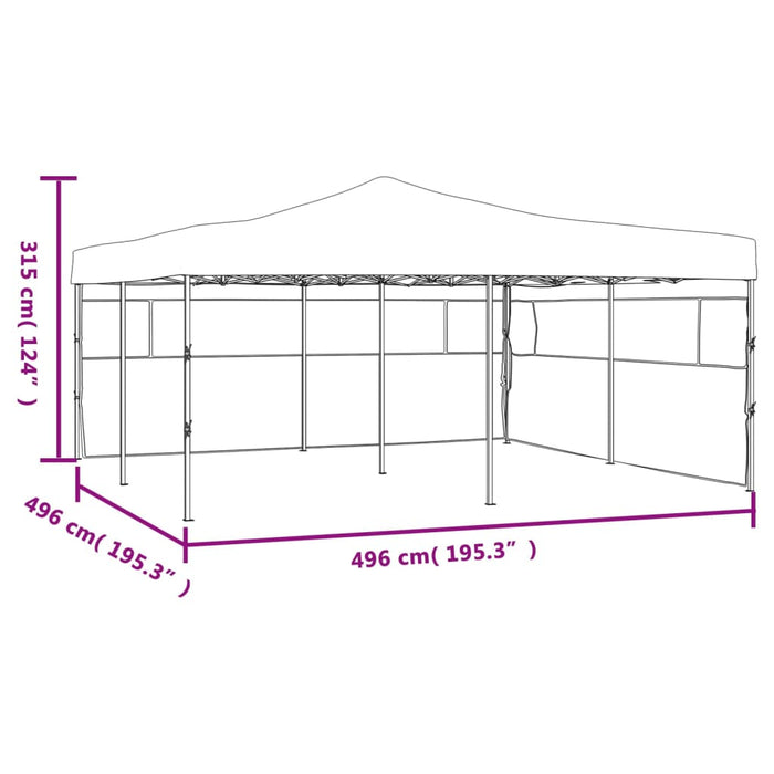 Gazebo Pieghevole con 2 Pareti 5x5 m Crema cod 10693