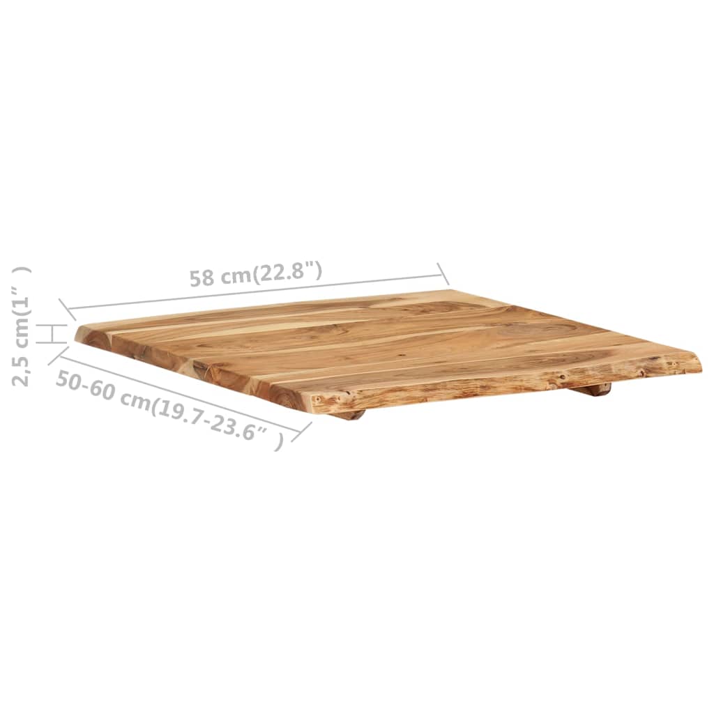 Piano del Tavolo in Legno Massello di Acacia 58x(50-60)x2,5 cm cod mxl 69865