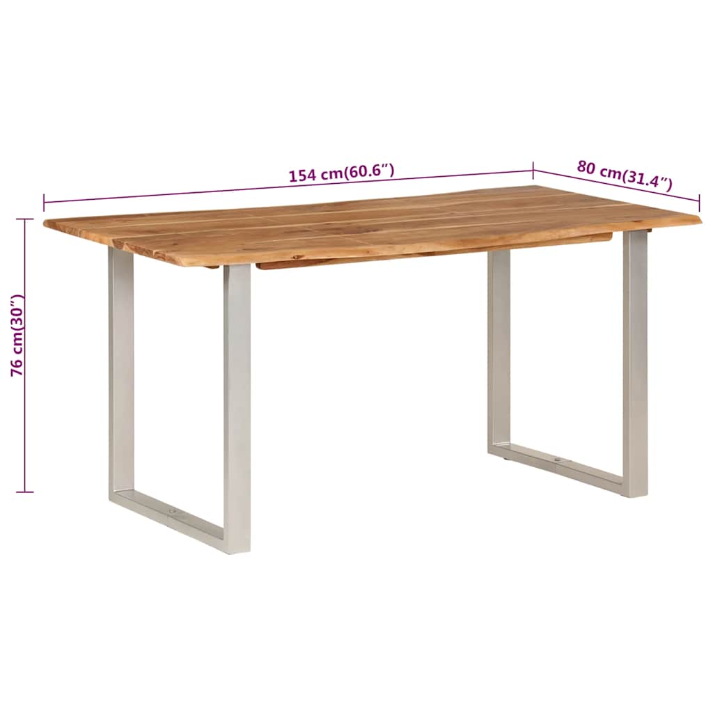Tavolo da Pranzo 154x80x76 cm in Legno Massello di Acacia 286477