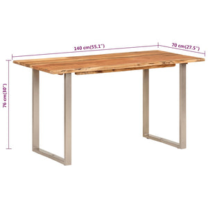 Tavolo da Pranzo 140x70x76 cm in Legno Massello di Acacia 286478