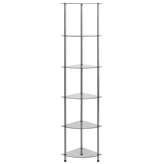 Scaffale a 6 Livelli Trasparente 30x30x160 cm Vetro Temperato 249517