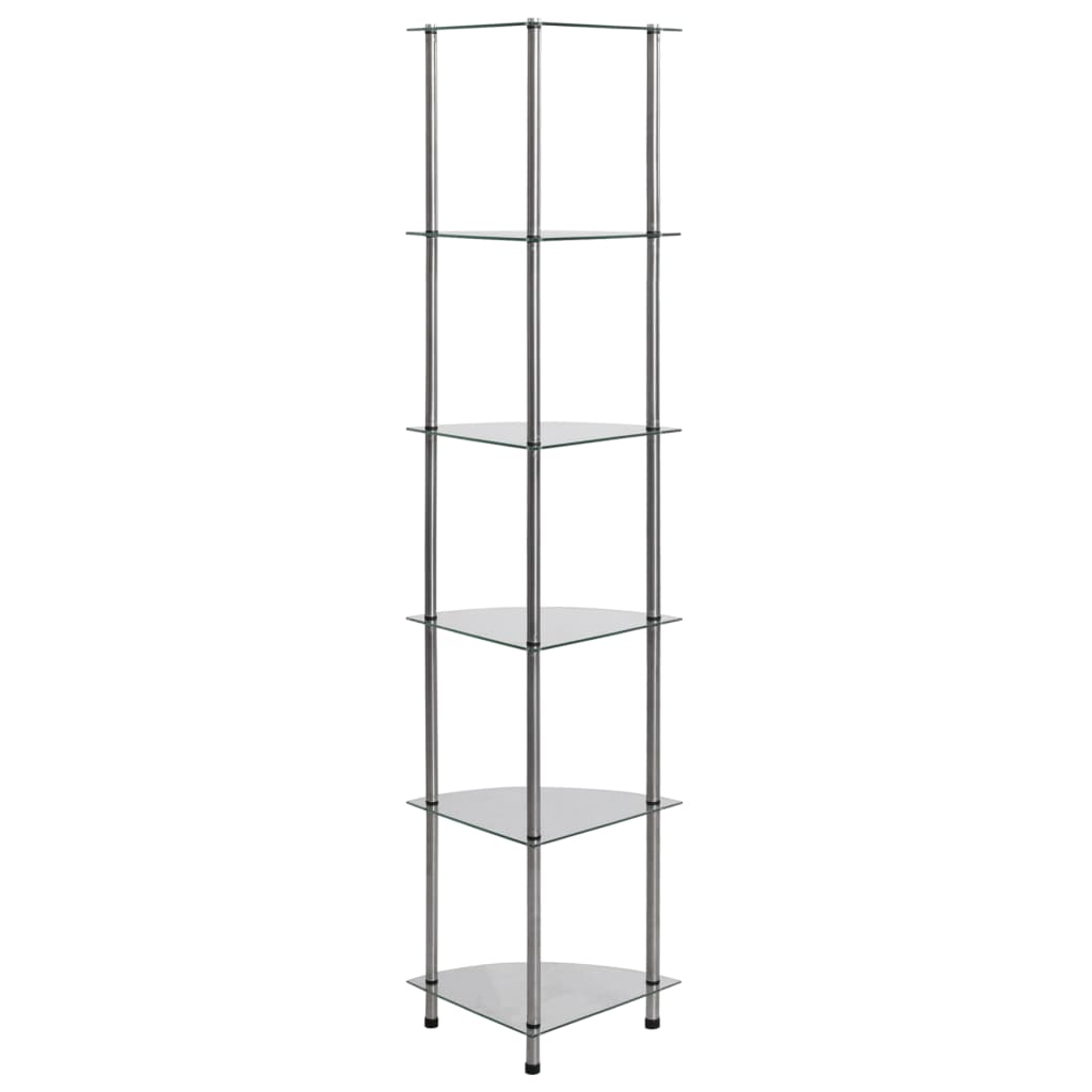 Scaffale a 6 Livelli Trasparente 30x30x160 cm Vetro Temperato 249517
