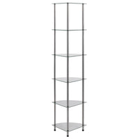 Scaffale a 6 Livelli Trasparente 30x30x160 cm Vetro Temperato 249517