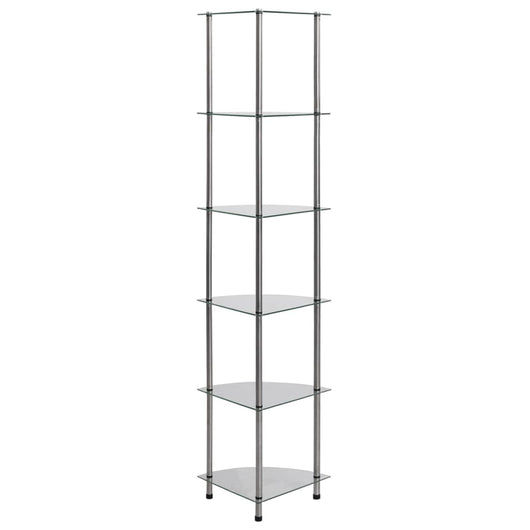 Scaffale a 6 Livelli Trasparente 30x30x160 cm Vetro Temperato 249517