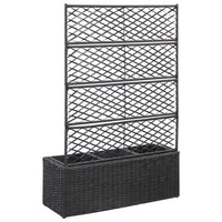 Letto Rialzato a Traliccio 3 Vasi 83x30x130 cm Polyrattan Nero 46932