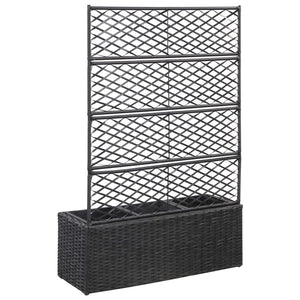 Letto Rialzato a Traliccio 3 Vasi 83x30x130 cm Polyrattan Nero 46932