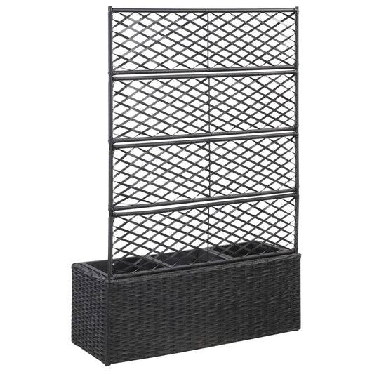 Letto Rialzato a Traliccio 3 Vasi 83x30x130 cm Polyrattan Nero 46932