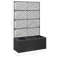 Letto Rialzato a Traliccio 3 Vasi 83x30x130 cm Polyrattan Nero 46932