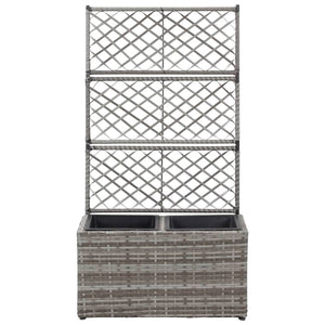 Letto Rialzato a Traliccio 2 Vasi 58x30x107cm Polyrattan Grigio