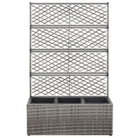 Letto Rialzato a Traliccio 3 Vasi 83x30x130cm Polyrattan Grigio 46935
