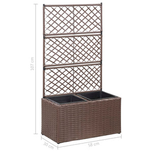 Letto Rialzato Traliccio 2 Vasi 58x30x107 cm Polyrattan Marrone 46937