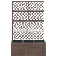 Leto Rialzato Traliccio 3 Vasi 83x30x130 cm Polyrattan Marrone