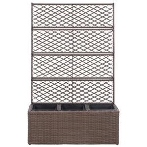 Leto Rialzato Traliccio 3 Vasi 83x30x130 cm Polyrattan Marrone