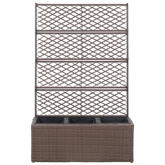 Leto Rialzato Traliccio 3 Vasi 83x30x130 cm Polyrattan Marrone
