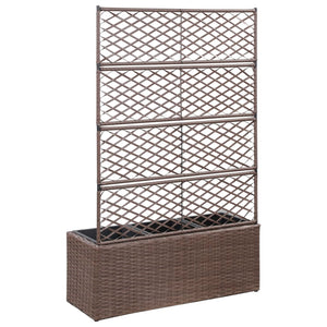 Leto Rialzato Traliccio 3 Vasi 83x30x130 cm Polyrattan Marrone