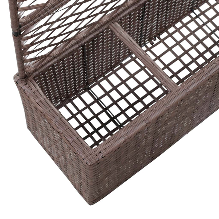 Leto Rialzato Traliccio 3 Vasi 83x30x130 cm Polyrattan Marrone