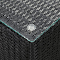 Tavolino Laterale Piano in Vetro Nero 35x35x52 cm in Polyrattan 46982