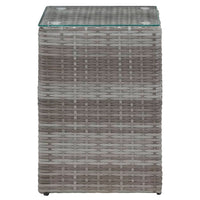 Tavolino Laterale Piano in Vetro Grigio 35x35x52 cm Polyrattan 46983