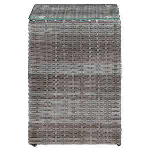 Tavolino Laterale Piano in Vetro Grigio 35x35x52 cm Polyrattan 46983