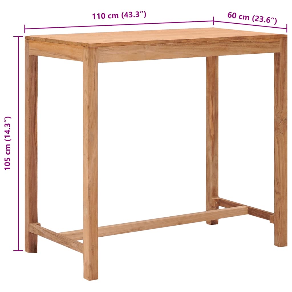 Tavolo da Bar per Esterni 110x60x105 cm Massello di Teak 287234